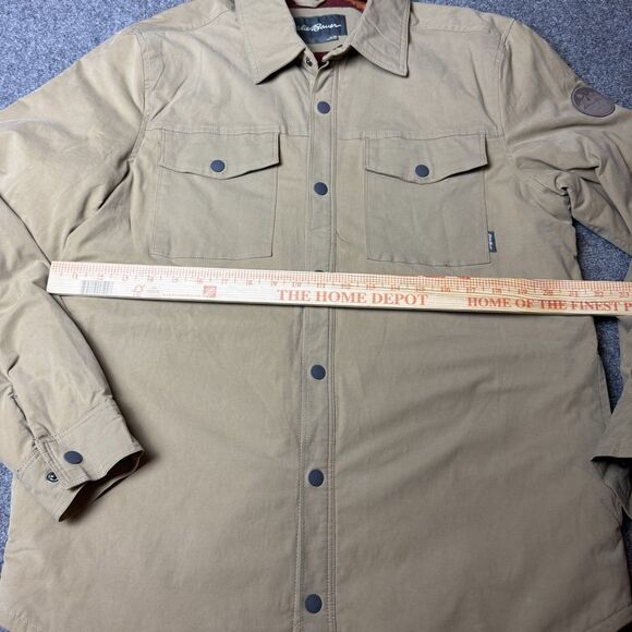 Eddie Bauer Jacket Tan Medium Voyager Fleece Aztec Print Lined Snap Jacket - Picture 10 of 10